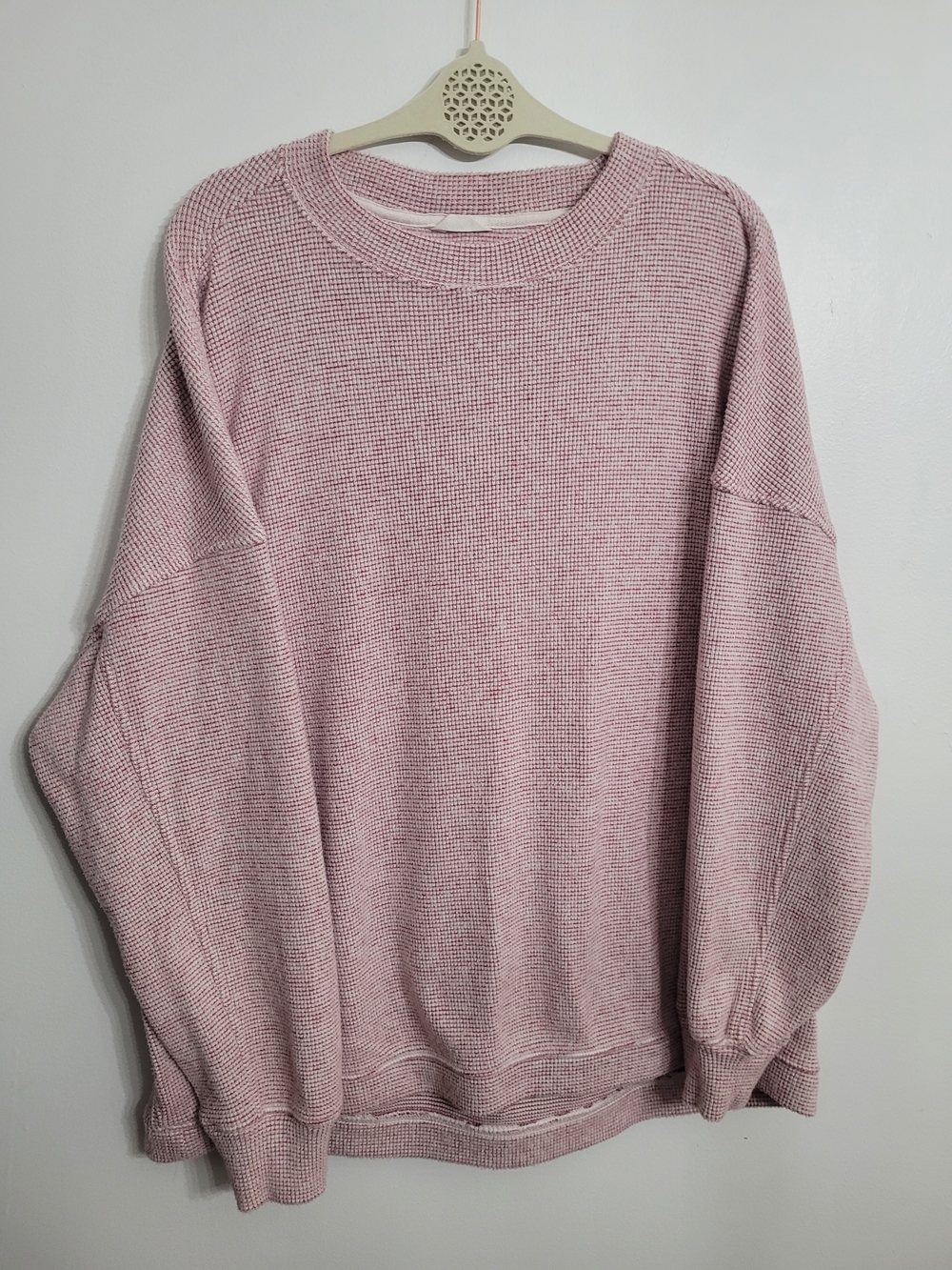 Aerie Womens Medium Pink Red White Striped Soft Crewneck Sweatshirt Oversized L